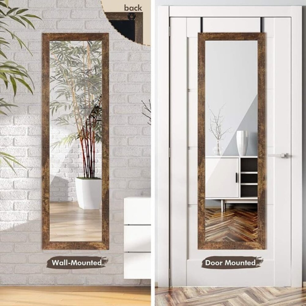 NEW Wood Full Length Mirror, 48" x 14" Wall Mirror with Wood Frame, Full Length